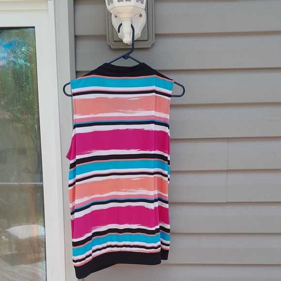 Worthington Black and Multicolor Striped Blouse XL - Picture 4 of 4